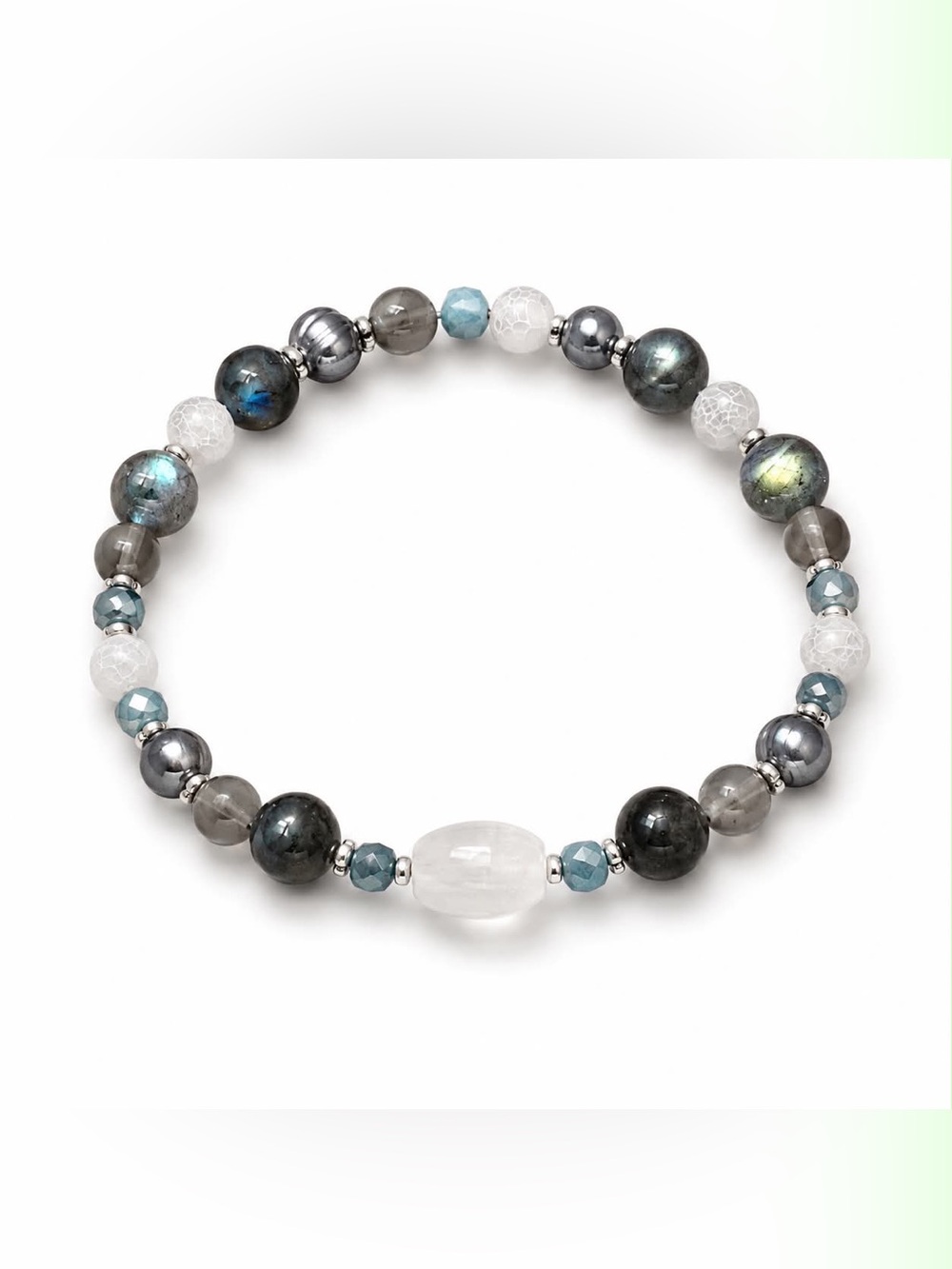 Handmade Labradorite and Aquamarine Stretch Bracelet